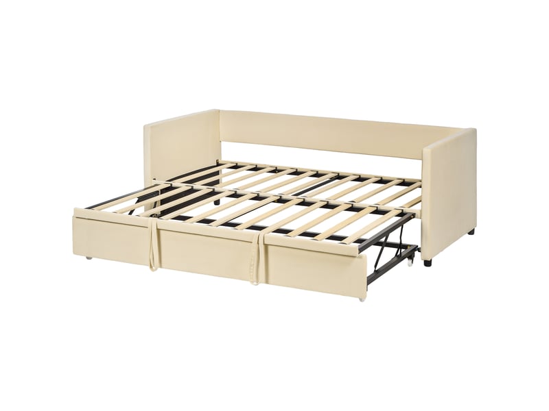  Canapé-lit 2 en 1 beige, canapé 2 places convertible en lit double 90 x 190 cm  - Conforama B