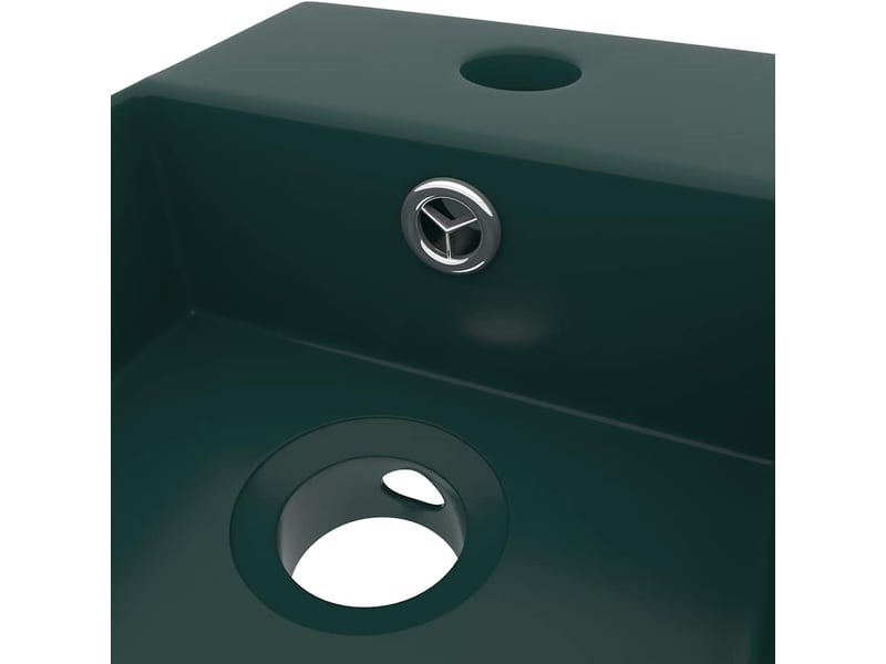  Lavabo de salle de bain, vasque à poser avec trop-plein céramique vert foncé cf65665  - Conforama E