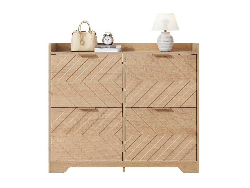  Meuble à chaussures 105 x 24 x 90 cm en mdf avec 4 compartiments abattants naturel chicfurn  - Conforama A