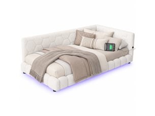 Lit banquette 90x200 cm <strong>MAISENTIEL</strong>  <strong></strong> coloris blanc
