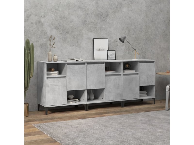  Buffets 3 pcs - bahut - meuble de rangement gris béton 60x35x70 cm bois d'ingénierie  - Conforama B