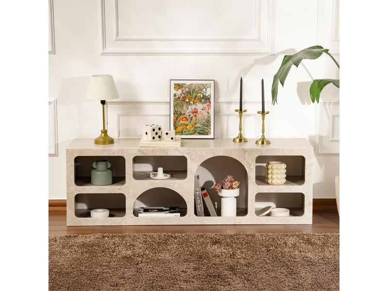 Meuble tv 7 niches beige  - Conforama D