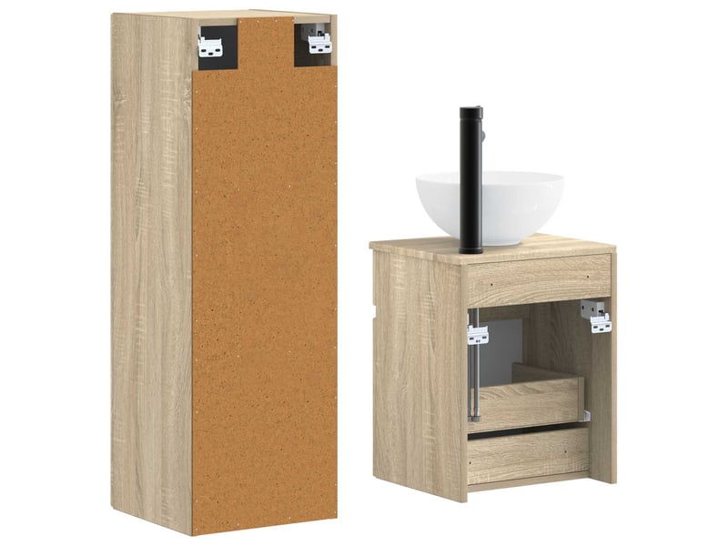  Ensemble de mobilier de salle de bain 2 pcs chêne sonoma shl666  - Conforama E