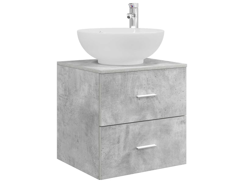 Vanité de lavabo mural, meuble de rangement gris béton 49.5x44.5x66.5 cm - Conforama A