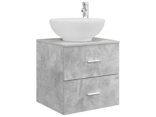 Vanité de lavabo mural, meuble de rangement gris béton 49.5x44.5x66.5 cm
