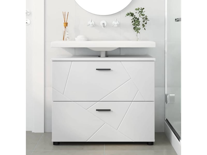  Cabinet de salle de bain, armoire salle de bain avec tiroir blanc 76,5 x 35 x 64 cm cf65229  - Conforama D