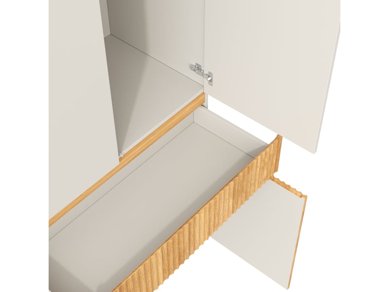 Armoire,270x50x200 cm,12 portes avec 3 tiroirs,mdf,coloris chêne clair et gris - Conforama E