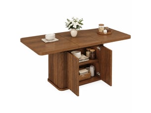 Table à manger extensible 140x80 cm à 180 cm avec rangement effet bois brun foncé