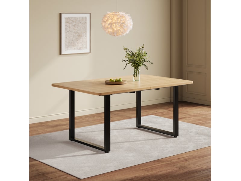  Table extensible pour 6 à 10 personnes à trois longueurs, forme rectangulaire, chêne, 220 × 80 × 75 cm  - Conforama C