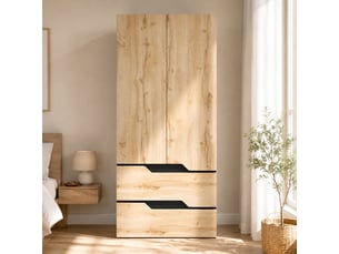 Armoire 2 porte(s)   2 tiroir(s) <strong></strong> <strong>CozyNest</strong> coloris noir largeur 90 cm