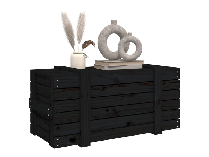  Boîte de rangement, coffre de rangement noir 91x40,5x42 cm bois massif de pin  - Conforama E