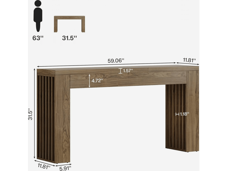 Table console 150x30x80 cm style campagne mdf marron - Conforama E