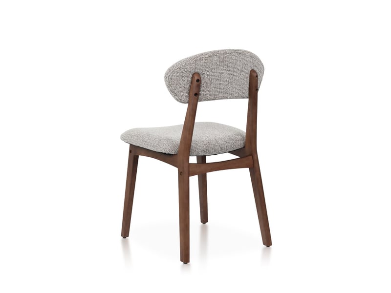  Chaise lina en bois aspect noyer et tissu brun chiné rembourré  - Conforama D