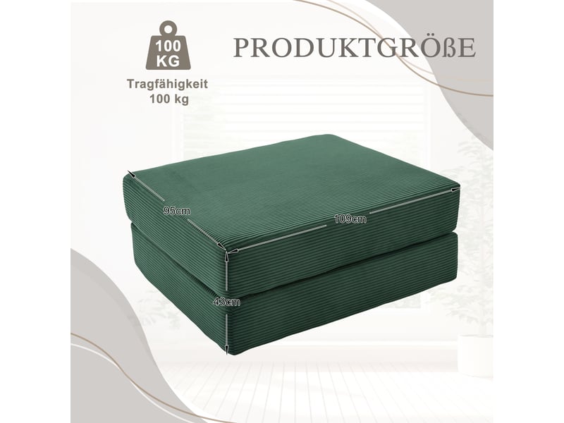  Pouf convertible en velours côtelé, fauteuil pliable modulable, assise mousse confortable  - Conforama C