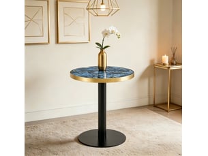 Table d’appoint ronde, 60 cm, table design moderne table d’appoint finition, plateau mdf, piètement métal, coloris bleu