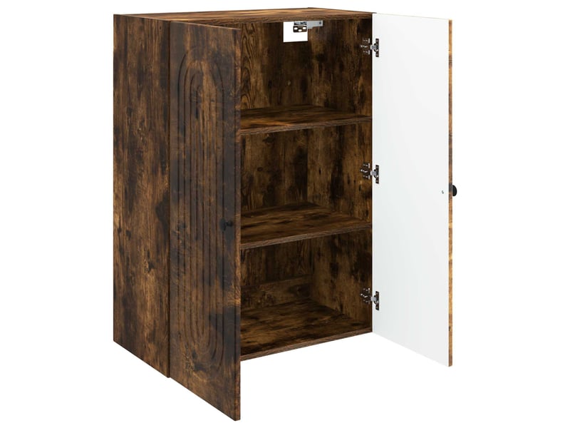  Armoire murale salon, meuble de rangement chêne fumé 66x34,5x90cm bois d'ingénierie shl960  - Conforama C