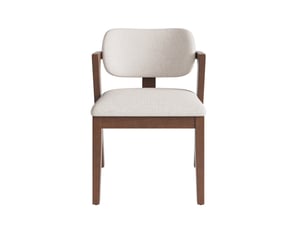 Lot de 6 chaises de salle à manger 56 x 57,5 x 79 cm noyer et beige avoine, bois d'hévéa, accoudoirs
