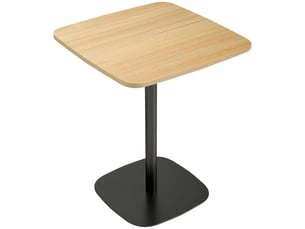 Table à manger 60 cm plateau en mdf table de cuisine format compact plateau carré piètement en acier finition aspect bois naturel détails noirs