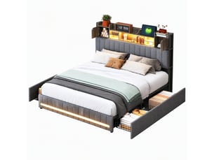 Lit avec rangement 160x200 cm LYCHOEEY   coloris gris
