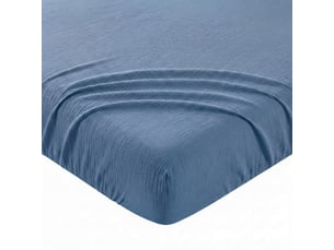 Drap housse 140x200+35 cm gaze de coton - coton 57 fils bleu mer
