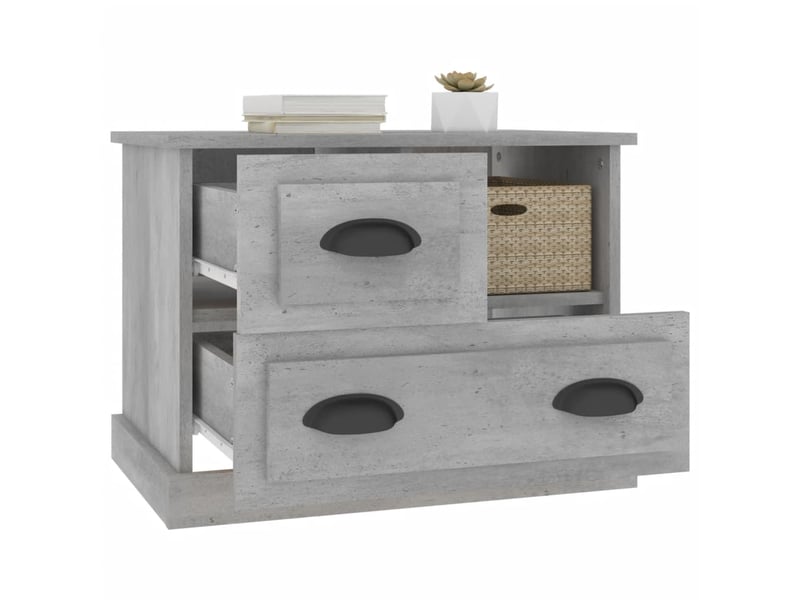  Table de chevet, table de nuit gris béton 60x39x45 cm  - Conforama E