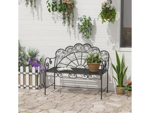 Banc de jardin 2 places en métal 107 x 55,5 x 90,5 cm – noir – résistant aux intempéries pour extérieur