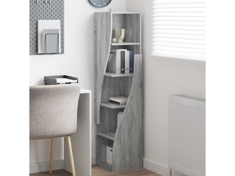  Meuble d'angle, meuble de rangement salon 32x32x140cm bois d'ingénierie gris sonoma  - Conforama D