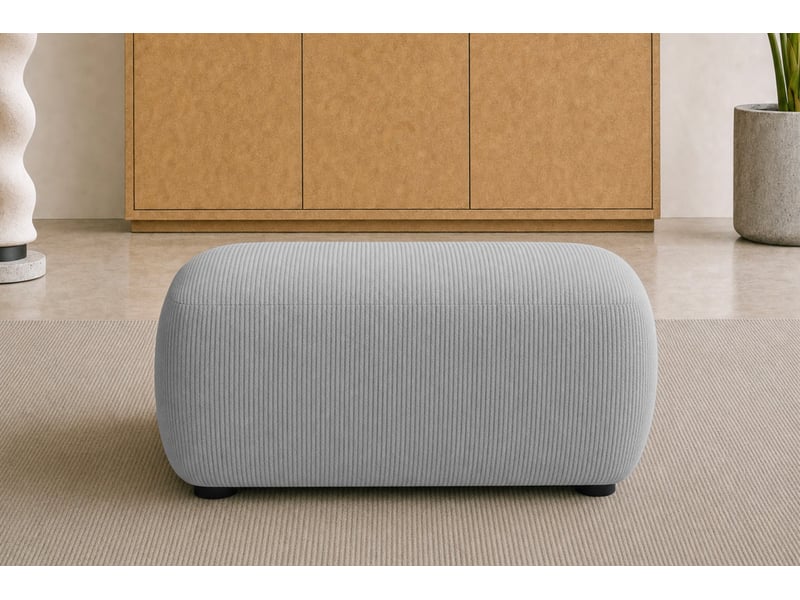  Portofino - pouf en petit velours côtelé gris clair 105x57x40  - Conforama E