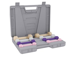Haltères hexagonaux 4 paires 0,5 à 2 kg 41x30x8 cm – multicolore – mallette de transport incluse