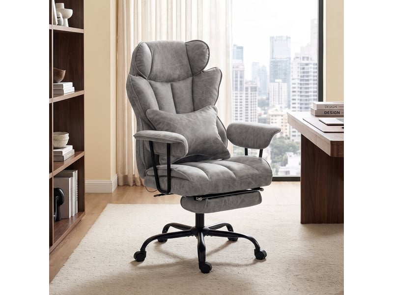  Camen fauteuil de bureau massant avec repose pieds gris  - Conforama B