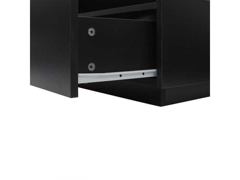  Table basse led avec 2 tiroirs et espace transparent pour salon 70×70×41 cm en panneaux de particules noir  - Conforama D