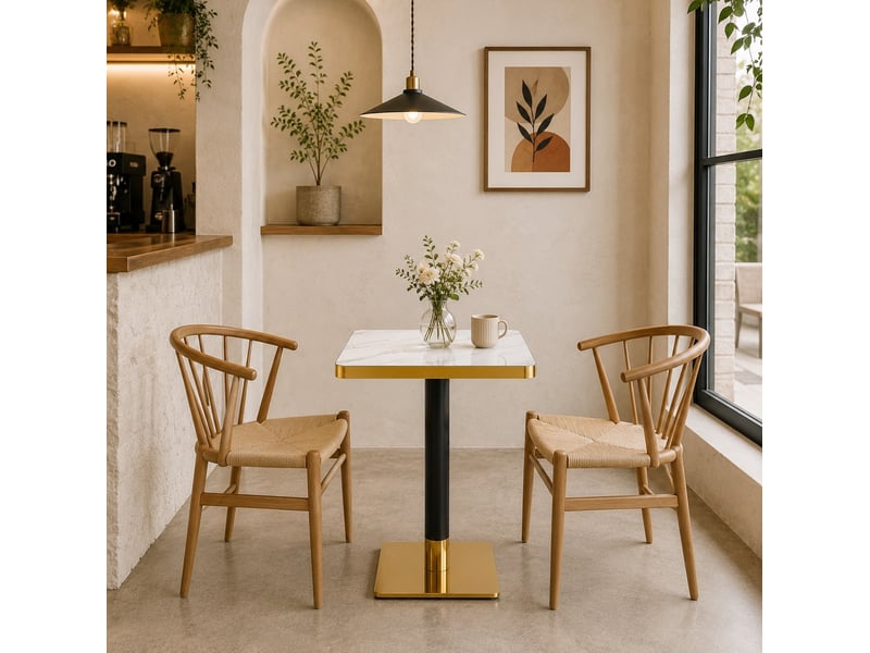  Table à manger carrée, 60x60x74 cm, effet marbre, salle à manger, pratique, plateau mdf, piètement métal, coloris blanc  - Conforama E