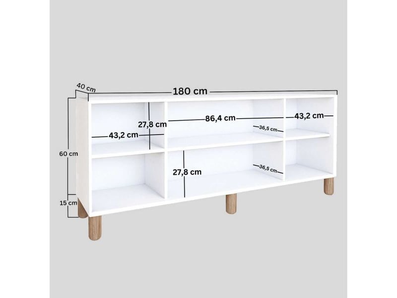  Buffet 4 portes en aggloméré bohemian blanc avec cannage blanc (4 portes)  - Conforama C