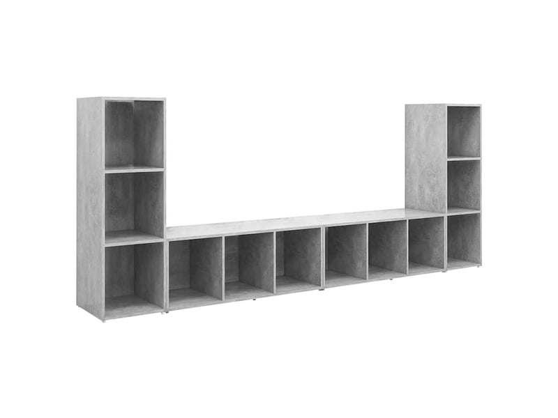 Lot de 4 meuble tv bas salon gris béton 107x35x37 cm bois d'ingénierie  - Conforama A