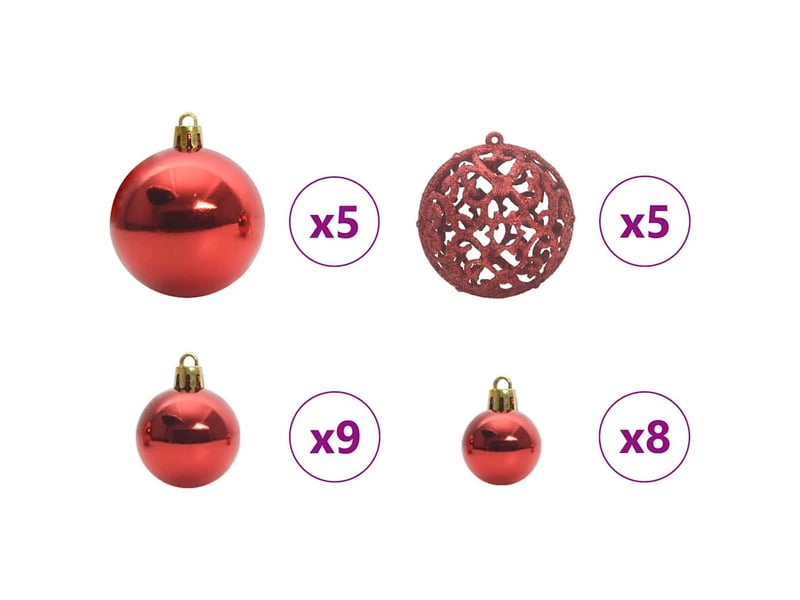  Ensemble de boules de noël 61 pcs 150 led blanc chaud ø 6 cm  - Conforama E