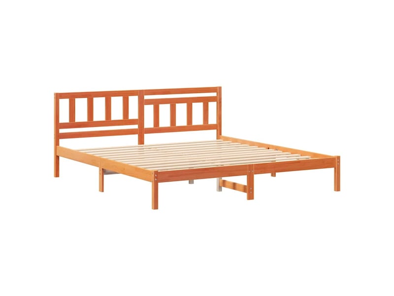  Lit double- lit adulte -  cadre de lit avec tête de lit brun  140 x 200 cm pin massif  - Conforama C
