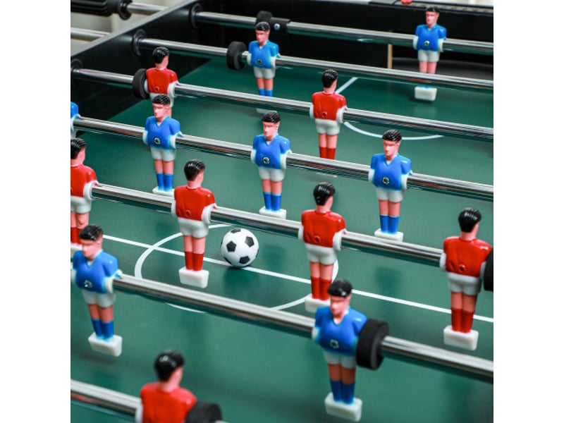  Table de jeu 4 en 1, ping-pong, baby-foot, billard, hockey, acier et bois naturel, noir  - Conforama E