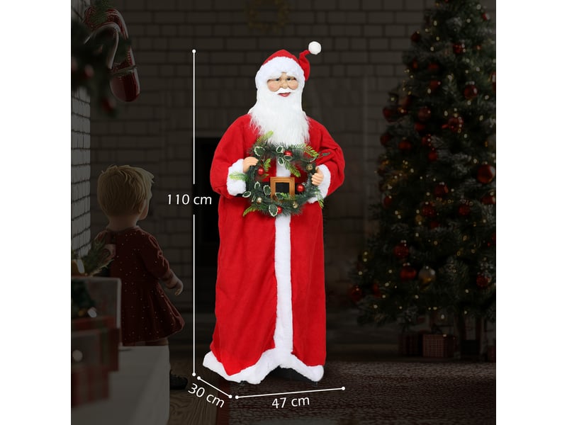  Figurine de père noël, debout de père noël, commande vocale, musique festive, bras pliables, 110 cm, rouge  - Conforama E