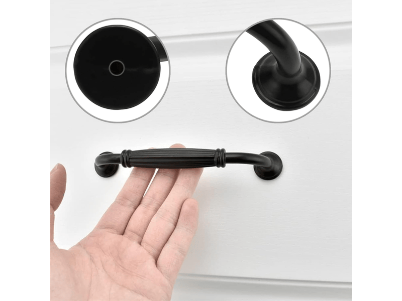 Lot de 10 poignées de porte d'armoire en alliage d'aluminium avec vis pour cuisine, chambre à coucher et meubles (noir, 128 mm) - Conforama E