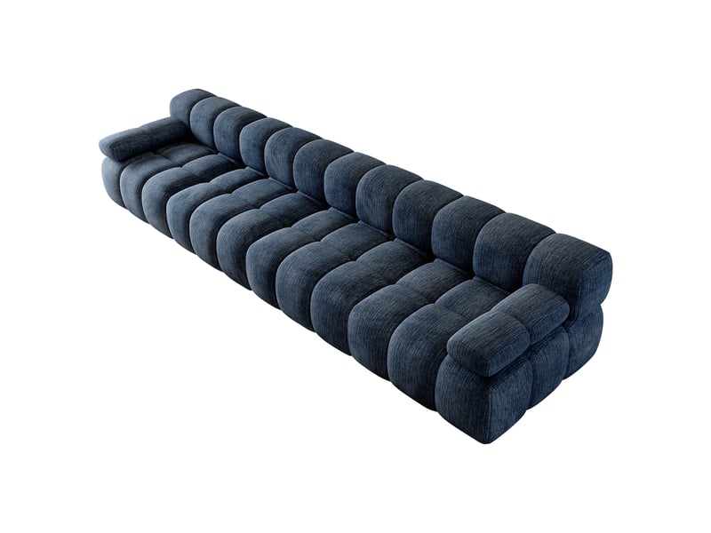  Canapé droit en mousse 4 places de 400 cm, sans montage, pour salon, chambre et appartement, bleu  - Conforama A