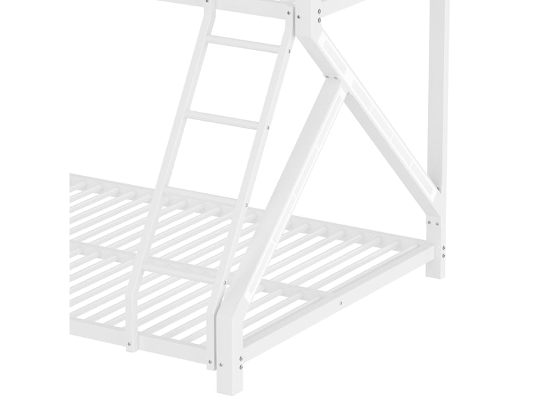  Lit superposé enfant 90x200 cm + 140x200 cm avec led et échelle, métal, blanc, sans matelas  - Conforama D