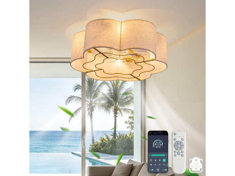  Ventilateur de plafond avec lampe 4 douilles e26 6 vitesses cuivre d 50 cm  - Conforama B