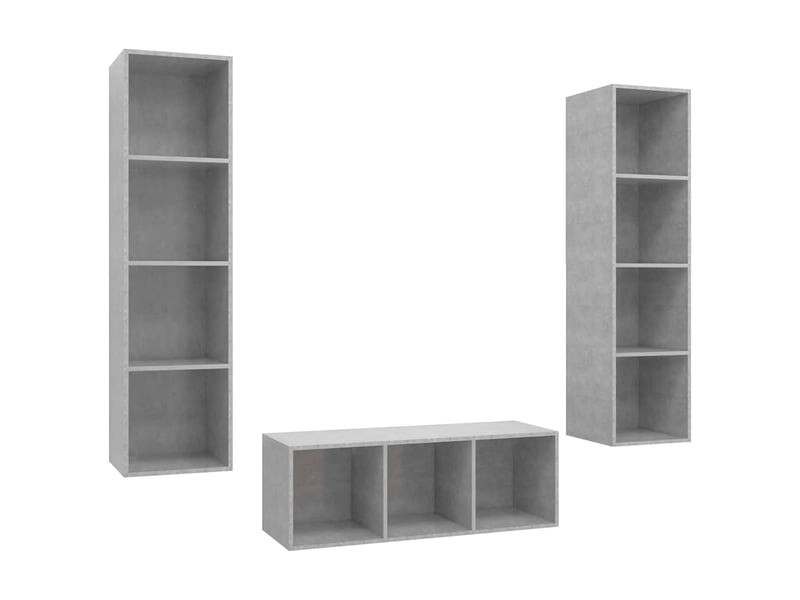 Ensemble de meuble tv - banc tv - meuble de rangement 3 pcs gris béton bois d'ingénierie  - Conforama A