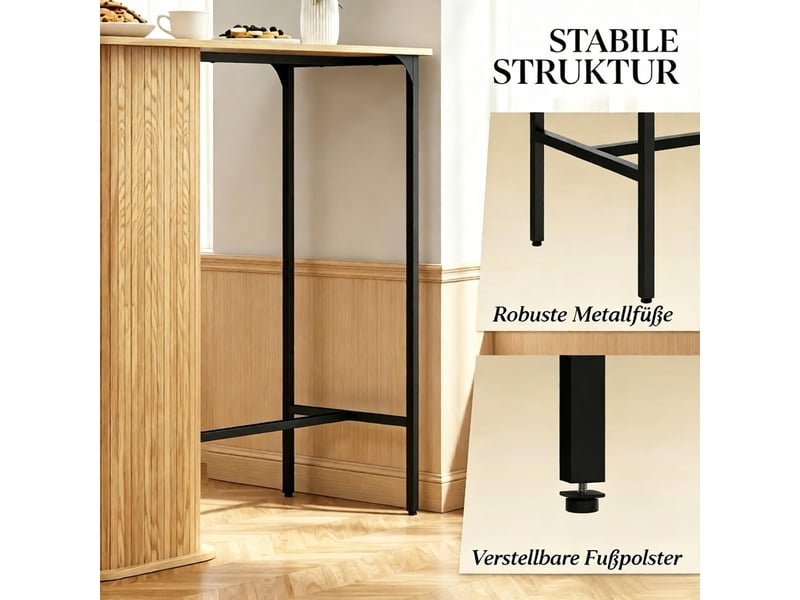  Table de bar avec 3 étagères de rangement et pieds en métal 112 x 50 x 106 cm T5828P563326 - Conforama D