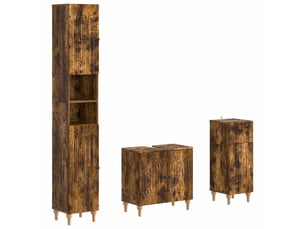 Ensemble de meuble de salle de bain 3 pièces alkmaar chêne fumé cf63296