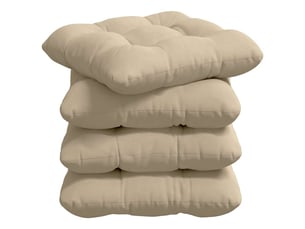 Lot de 4 coussins de siège, coussins décoratifs tissu en microfibre crème 40 x 40 cm cf59965