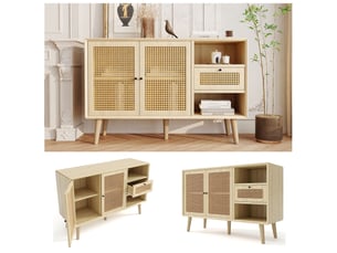 Buffet 2 porte(s)  1 tiroir(s) SHOPENTRA  - 120 cm coloris jaune 