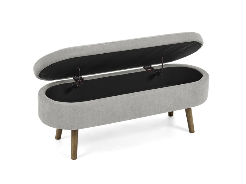  Banc de rangement 110x40x42 cm gris en chenille, coffre 20 l avec couvercle hydraulique pour entrée  - Conforama A