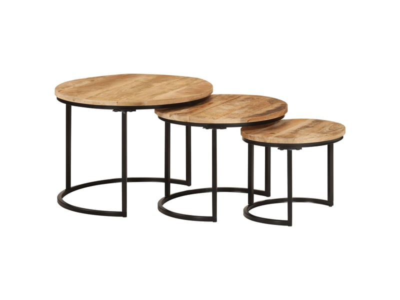  Tables gigognes 3 pcs | table de salon bois de manguier massif brut  - Conforama A