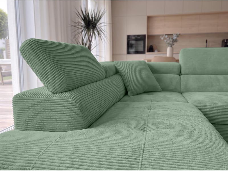  Canapé d'angle modulable et convertible konak 276 cm avec coffre – vert sauge Konak - Conforama D